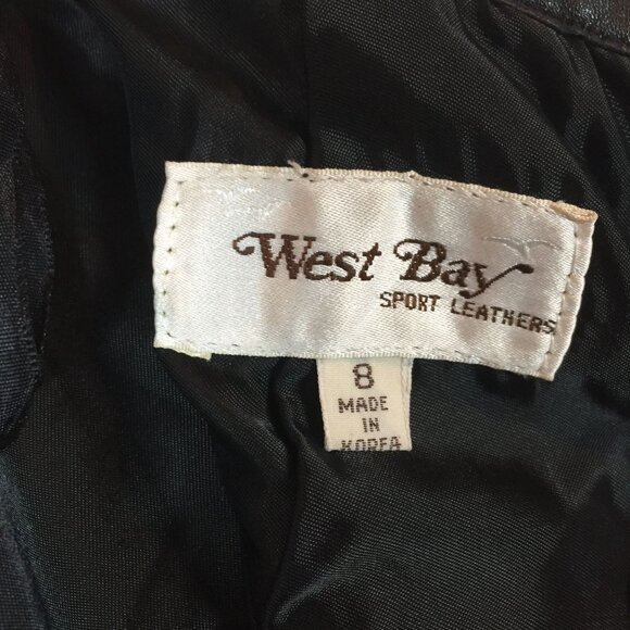 Vintage West Bay Black Leather Pencil MIdi Skirt Size 8  26X28 - Picture 3 of 8